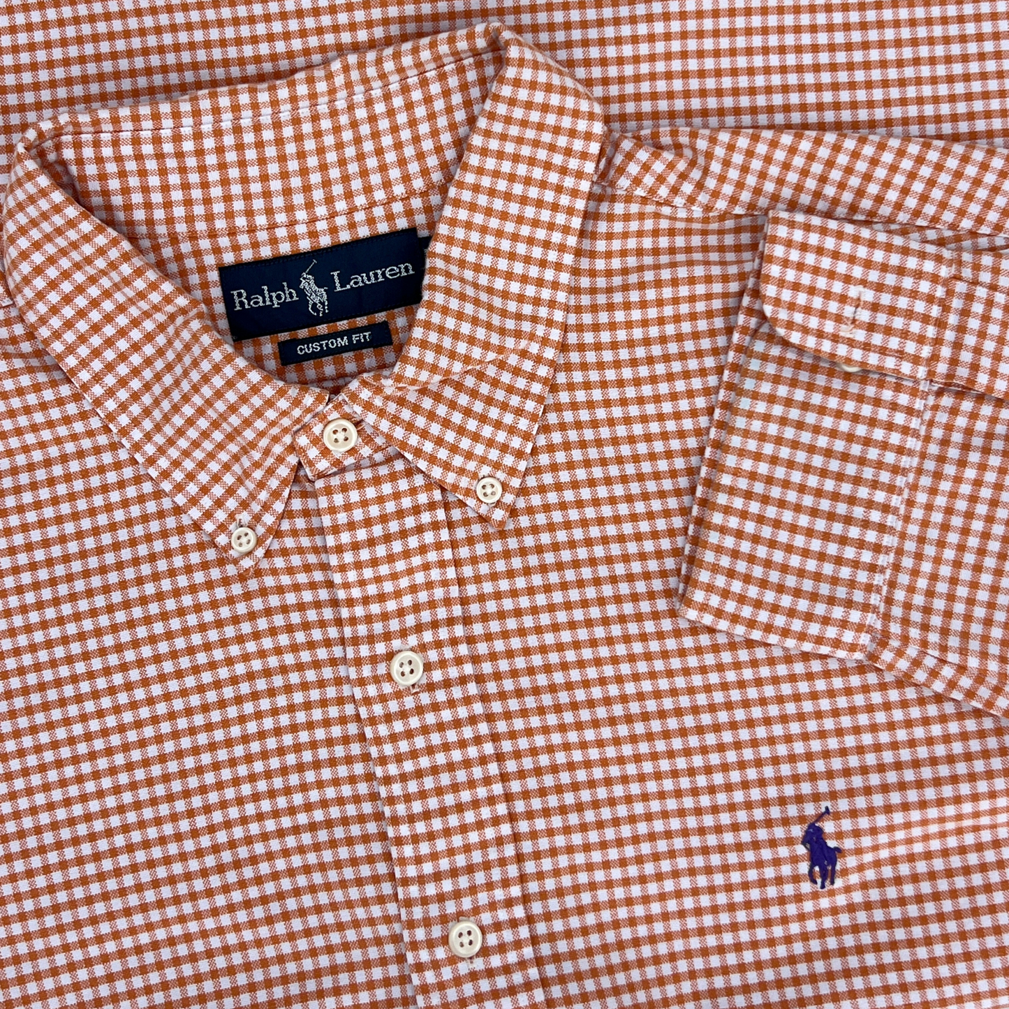 Chemise Ralph Lauren pour hommes Blanche petits carreaux oranges - taille XXL (fits XL)