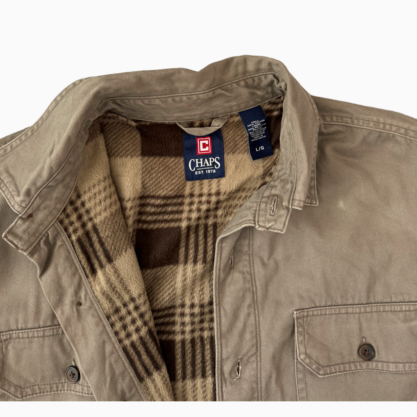Surchemise matelassée Chaps marron pour hommes - taille L