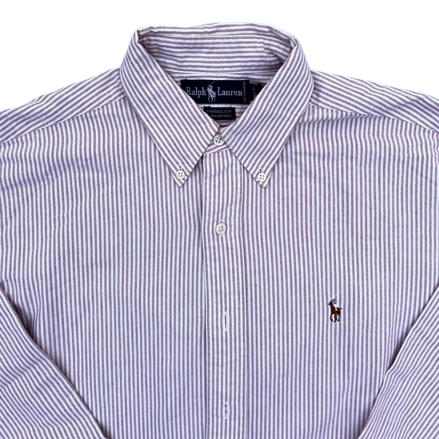 Chemise Ralph Lauren blanche rayée grenat - taille L