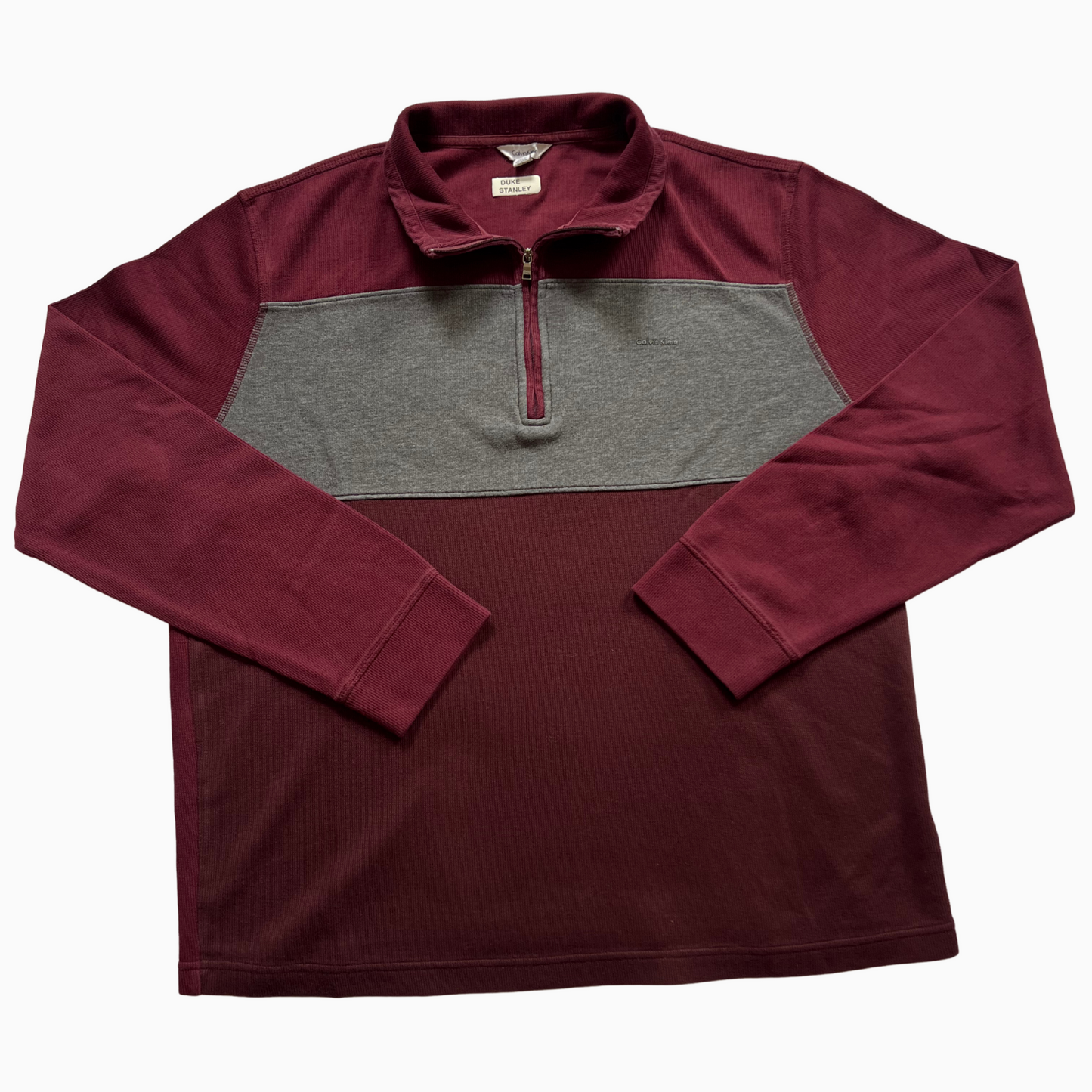 Pull Calvin Klein 1/4 zip grenat pour hommes - taille L