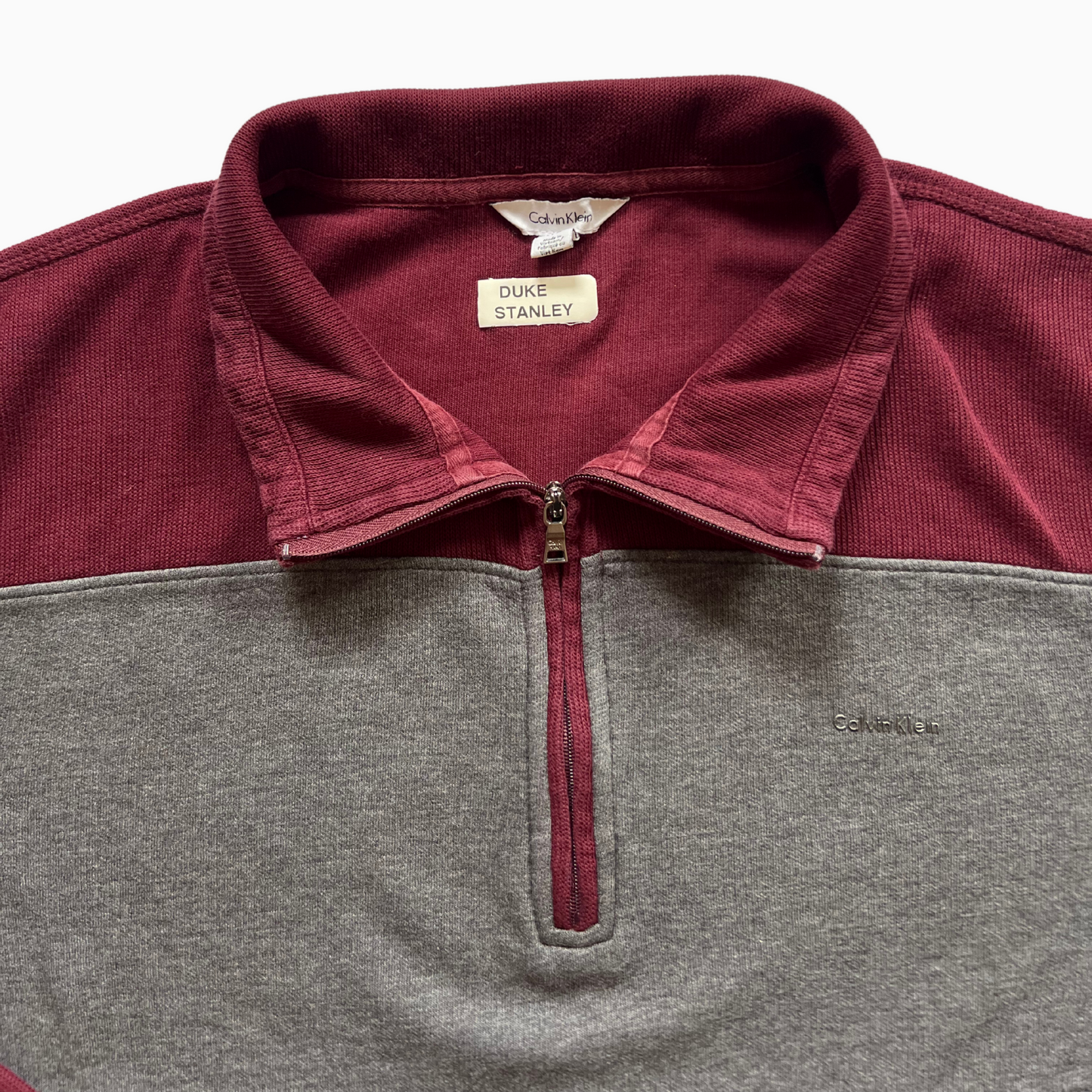 Pull Calvin Klein 1/4 zip grenat pour hommes - taille L
