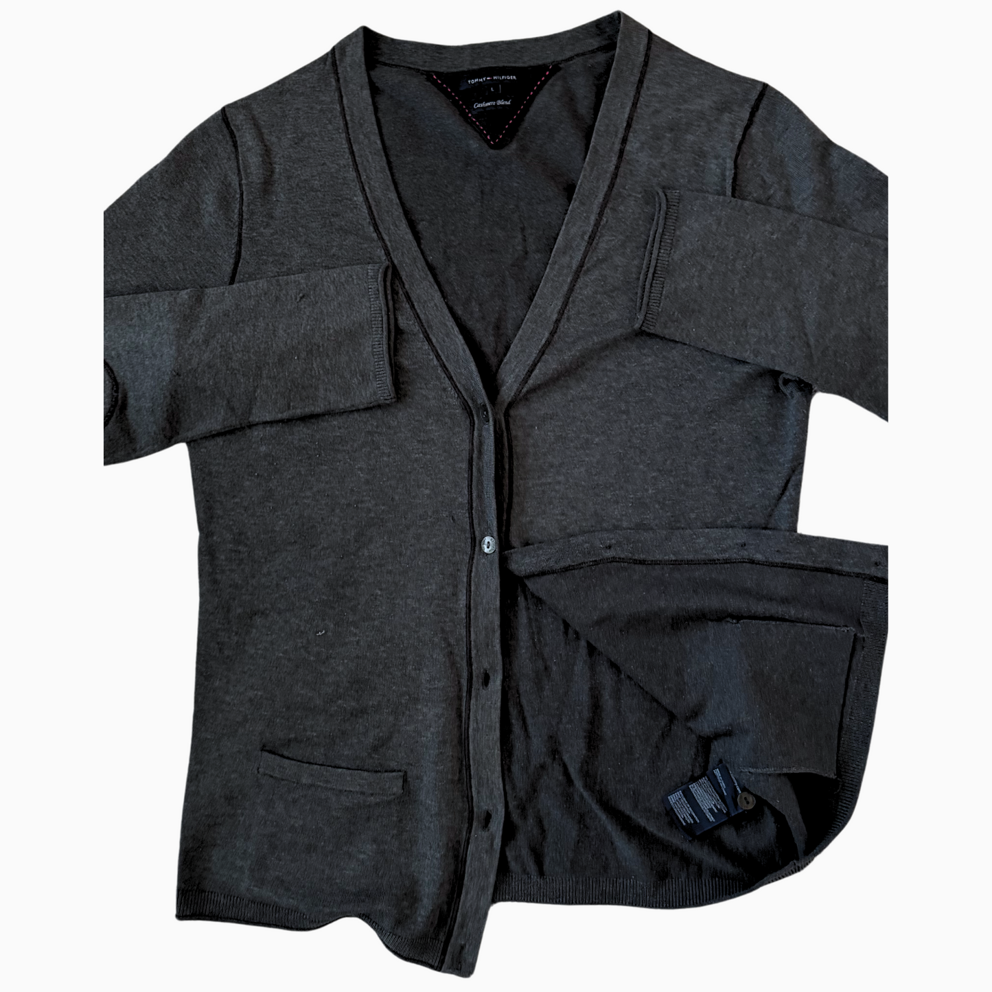 Cardigan gris Tommy Hilfiger en cashmere pour femmes - taille L
