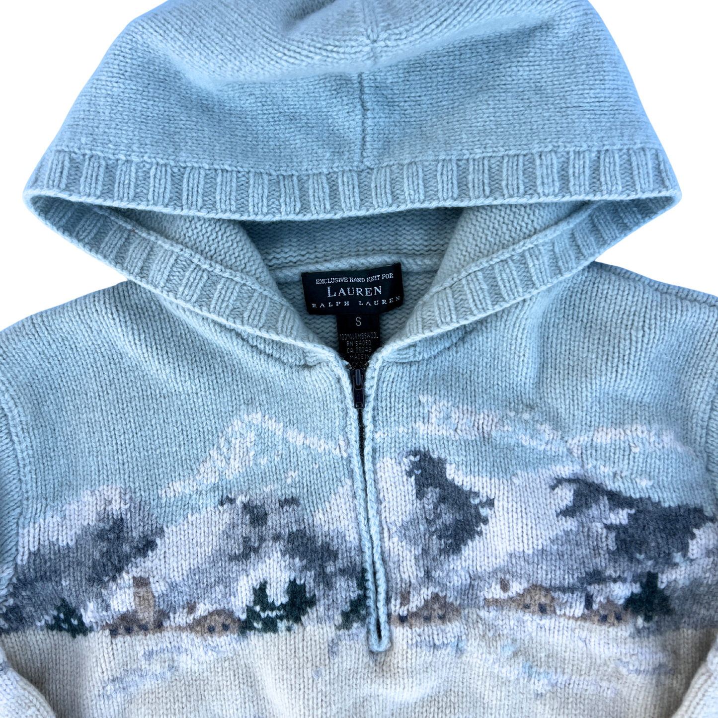 Rare & Vintage - Pull Ralph Lauren 1/4 zip avec capuche pour femmes - Taille S