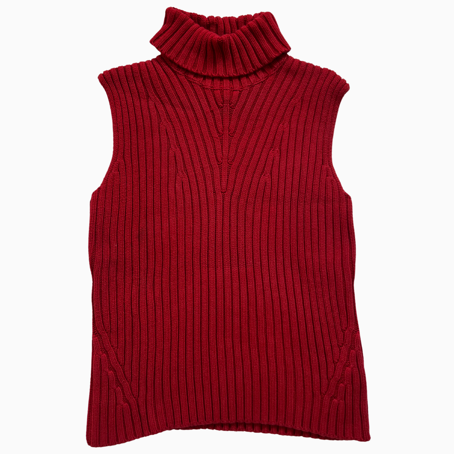 Rare & Vintage - Pull Ralph Lauren sans manches col roulé rouge pour femmes - taille S/XS