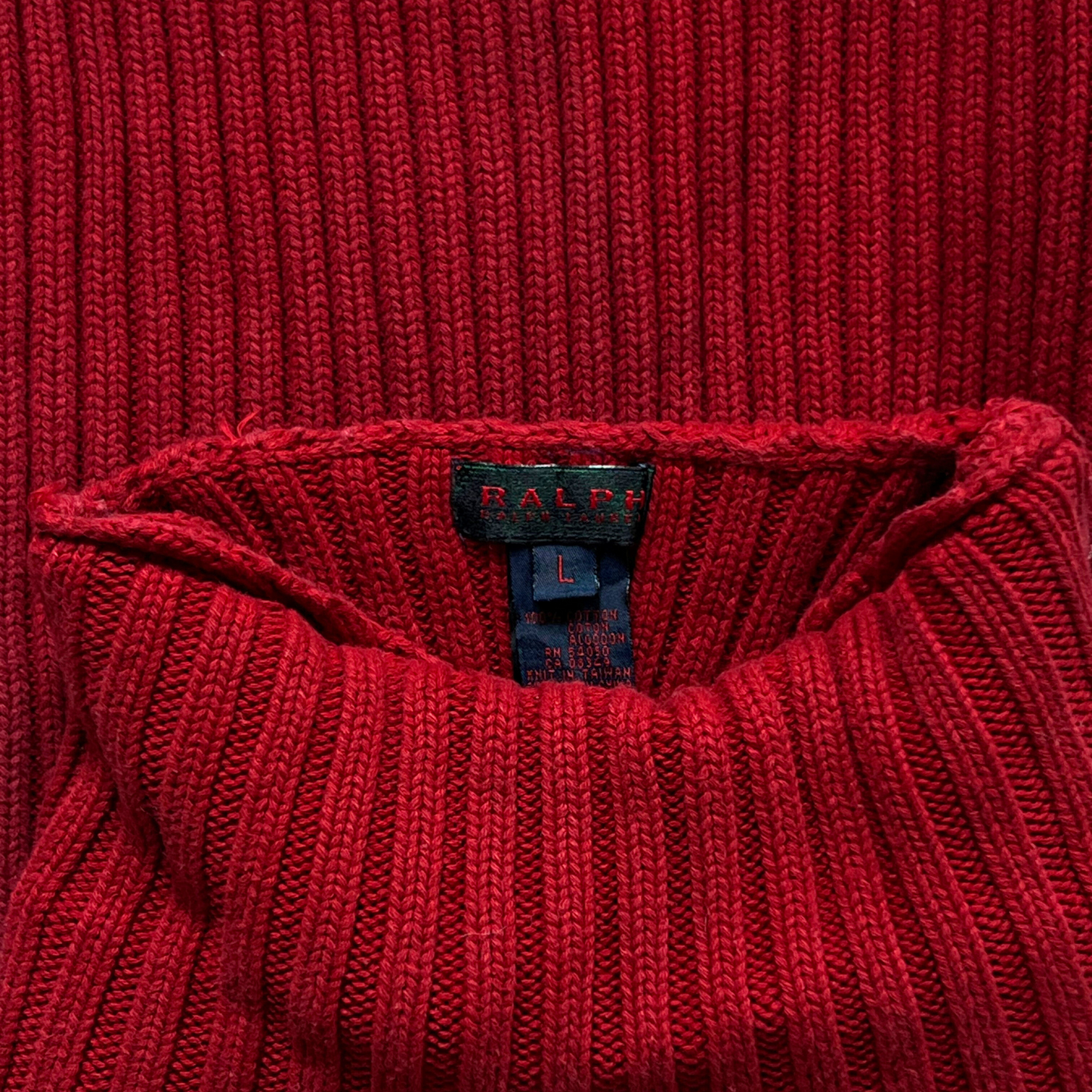 Rare & Vintage - Pull Ralph Lauren sans manches col roulé rouge pour femmes - taille S/XS