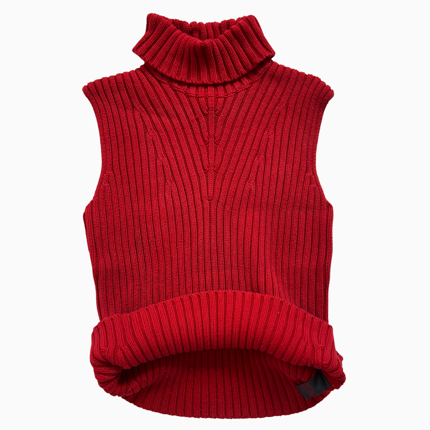 Rare & Vintage - Pull Ralph Lauren sans manches col roulé rouge pour femmes - taille S/XS
