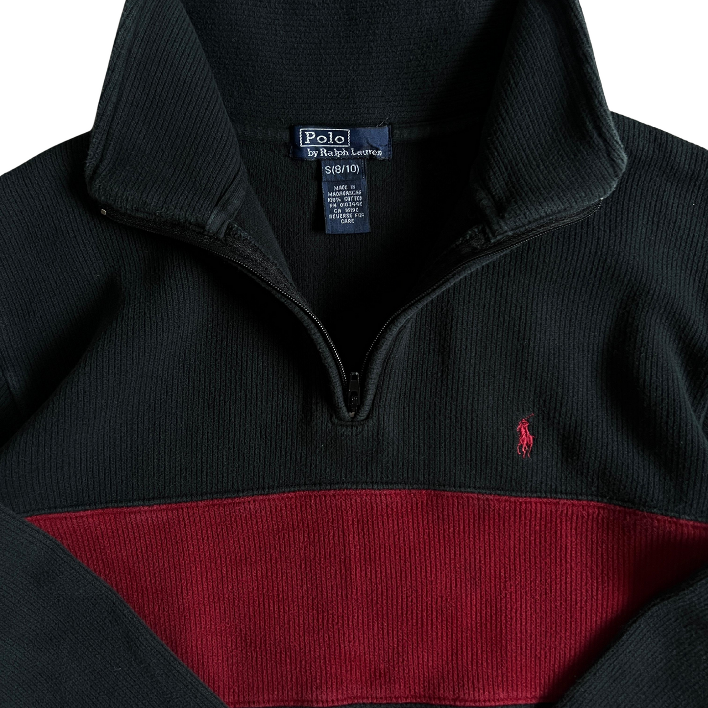 Rare & Vintage - Pull Ralph Lauren 1/4 zip rayé pour hommes - taille S (fits XS)