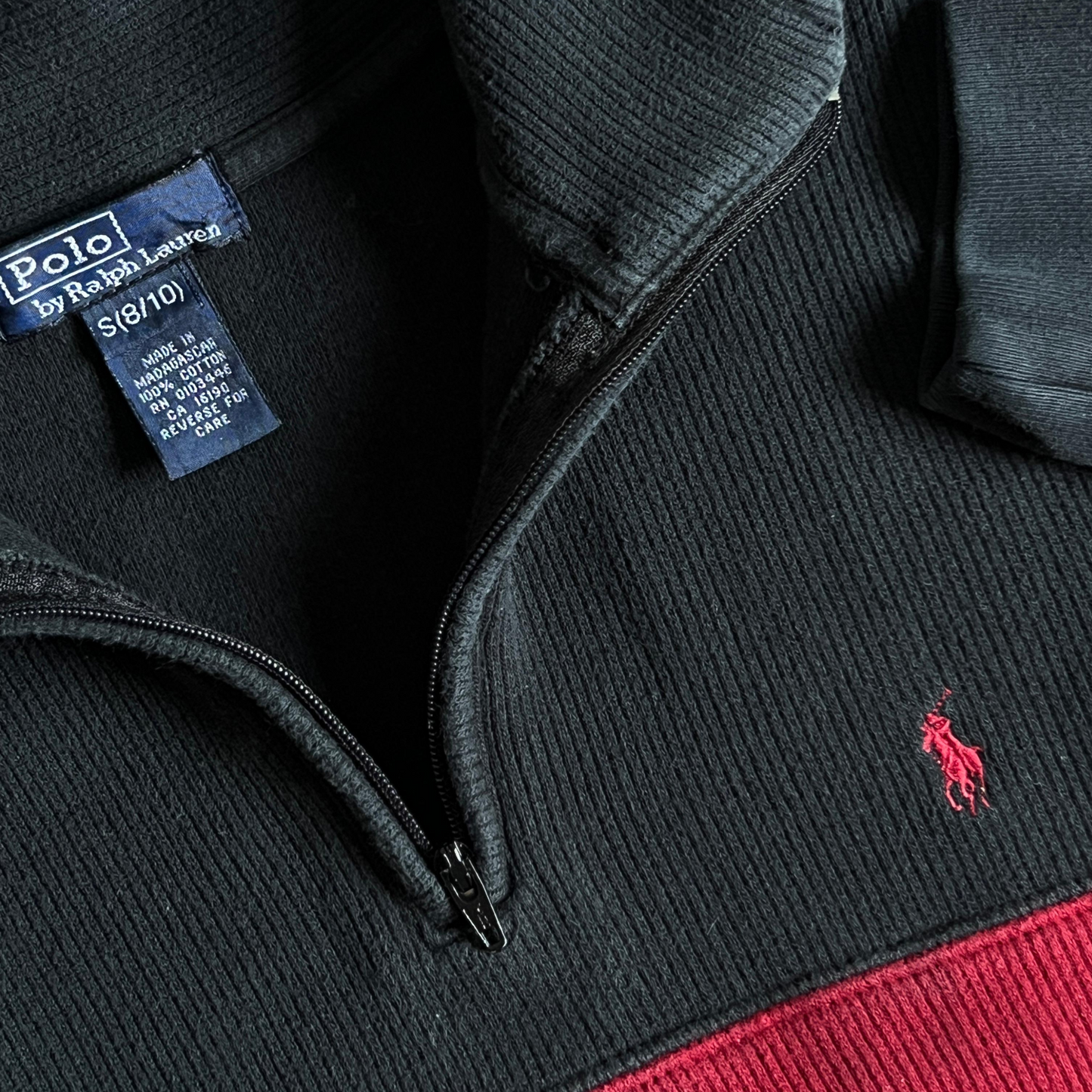 Rare & Vintage - Pull Ralph Lauren 1/4 zip rayé pour hommes - taille S (fits XS)