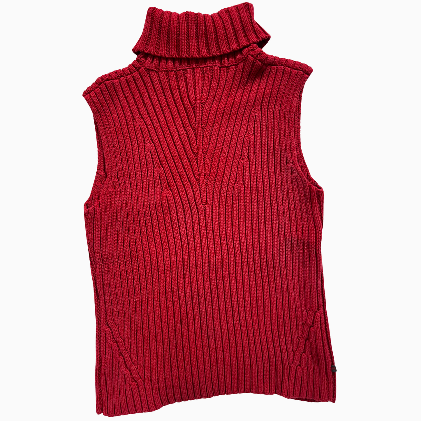 Rare & Vintage - Pull Ralph Lauren sans manches col roulé rouge pour femmes - taille S/XS