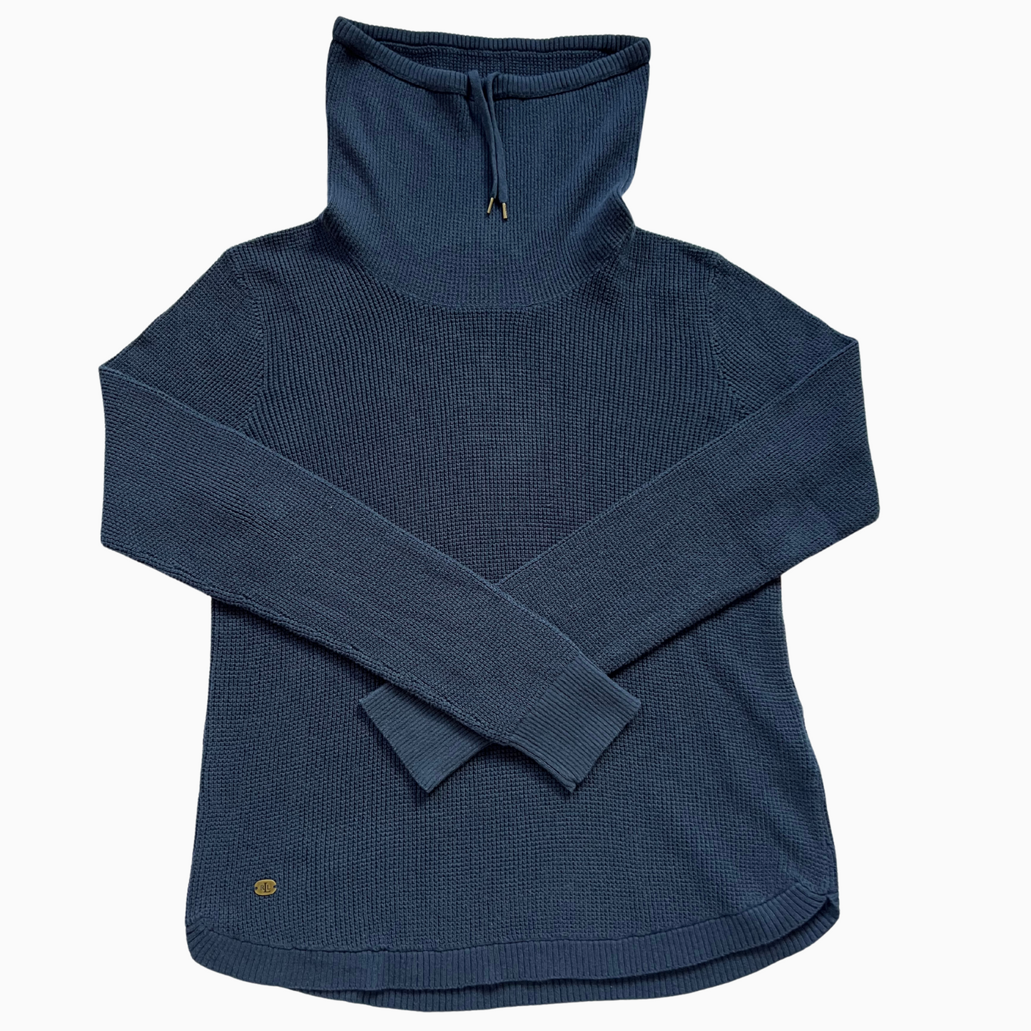 Pull Ralph Lauren bleu col cheminé pour femmes - taille L (fits M)