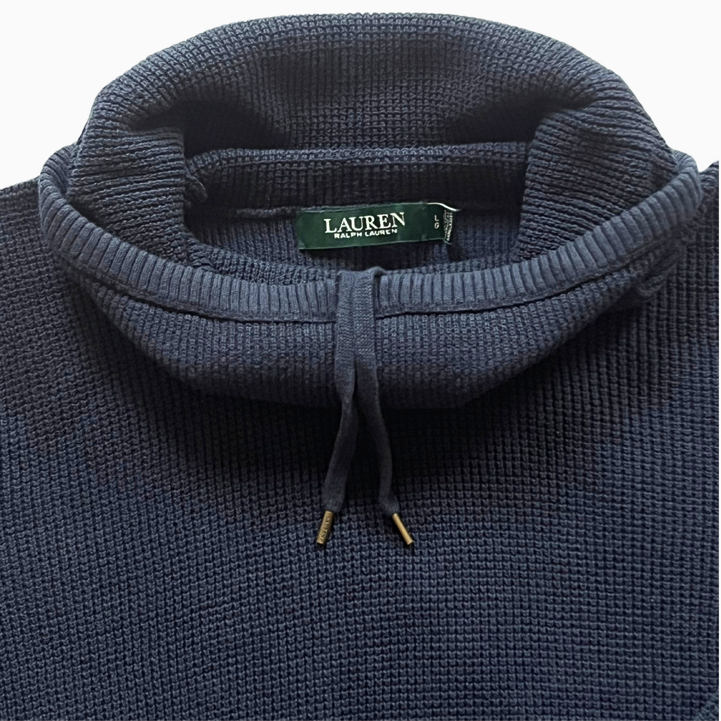 Pull Ralph Lauren bleu col cheminé pour femmes - taille L (fits M)