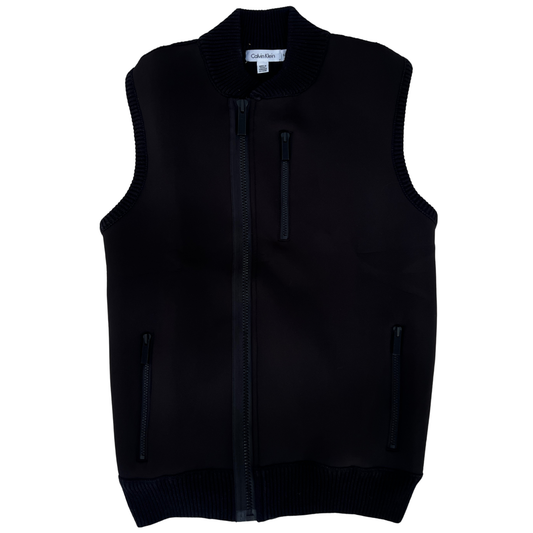 Gilet full zip Calvin Klein sans manches noir pour hommes - taille S