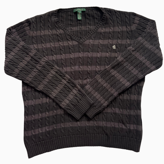 Pull Ralph Lauren col V rayé pour femmes - taille XL