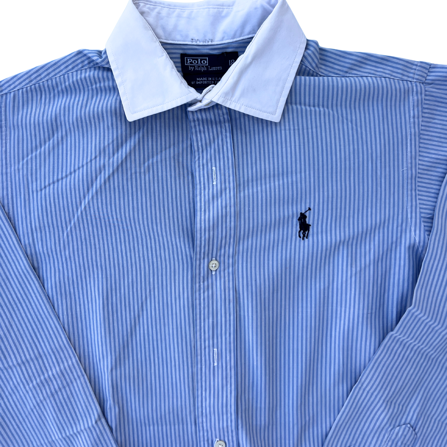 Rare & Vintage - Chemise Ralph Lauren bleu rayé slim fit pour hommes - taille S