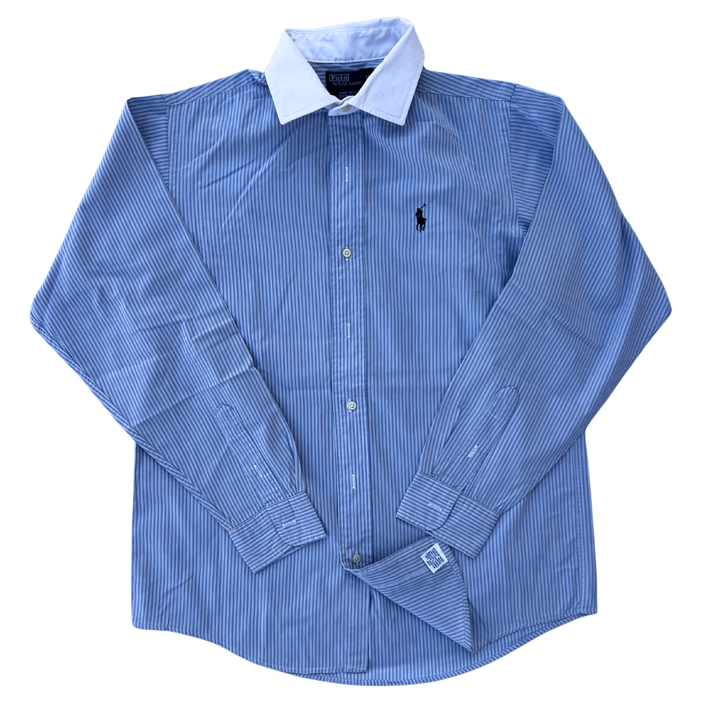 Rare & Vintage - Chemise Ralph Lauren bleu rayé slim fit pour hommes - taille S