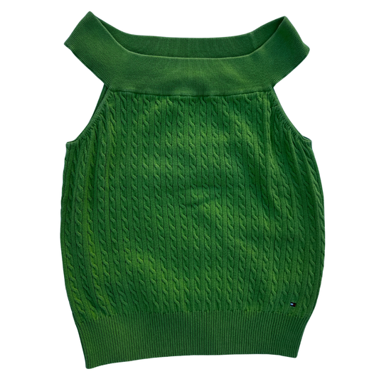 Pull Tommy Hilfiger sans manches vert pour femmes – Taille L