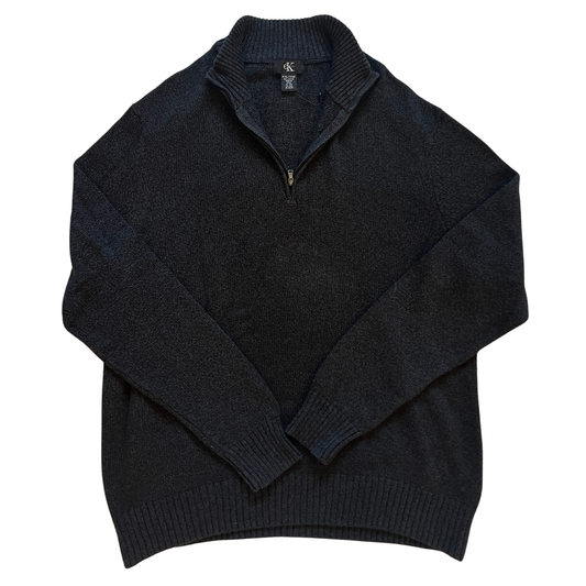 Pull full 1/4 zip Calvin Klein gris foncé pour hommes - Taille XXL