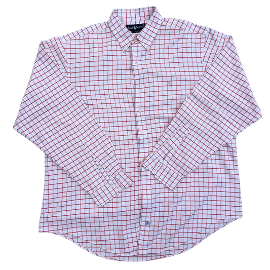 Chemise Ralph Lauren blanche carreaux roses pour hommes - taille XXL