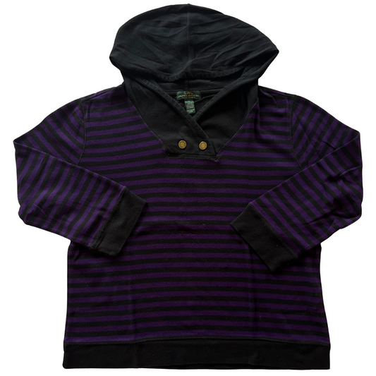Pull à capuche Ralph Lauren rayé manches 3/4 pour femmes - taille L