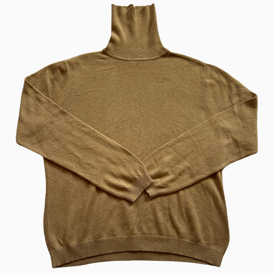 Pull en cashmere Ralph Lauren col roulé beige pour femmes - taille L (fits M)