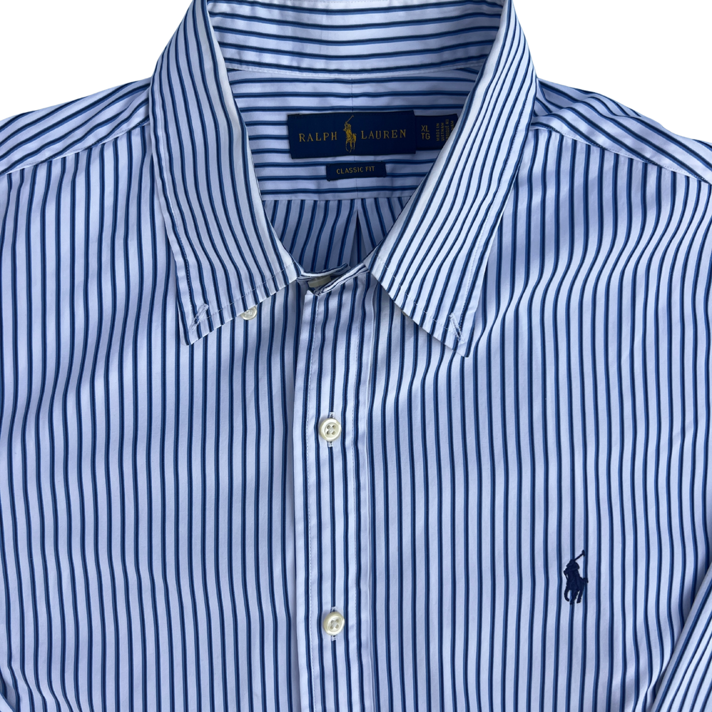 Chemise Ralph Lauren rayé en bleu coupe regular pour hommes - taille XL