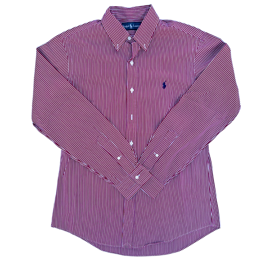 Chemise Ralph Lauren rayé en grenat custom fit pour hommes - taille M