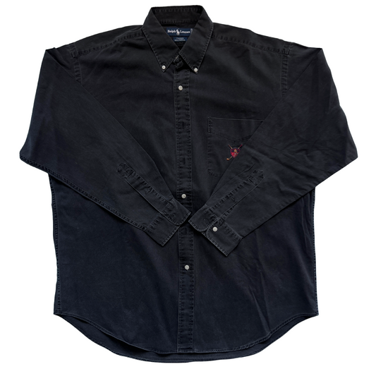Rare & Vintage - Chemise Ralph Lauren noire pour hommes - taille L