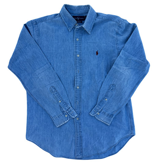 Chemise Ralph Lauren bleu denim coupe regular pour hommes - taille L