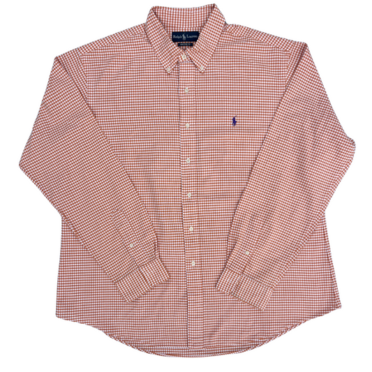 Chemise Ralph Lauren pour hommes Blanche petits carreaux oranges  - taille XXL (fits XL)