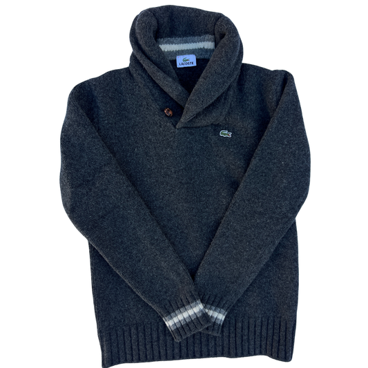 Pull Lacoste col chale gris foncé pour hommes – Taille S