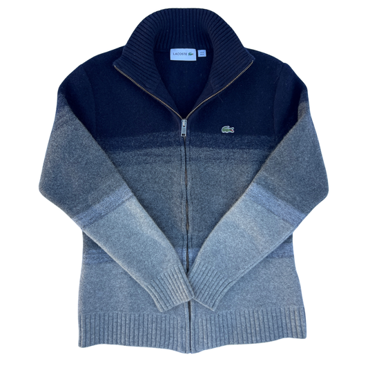 Pull Lacoste full zip bleu foncé et gris pour hommes – Taille XS