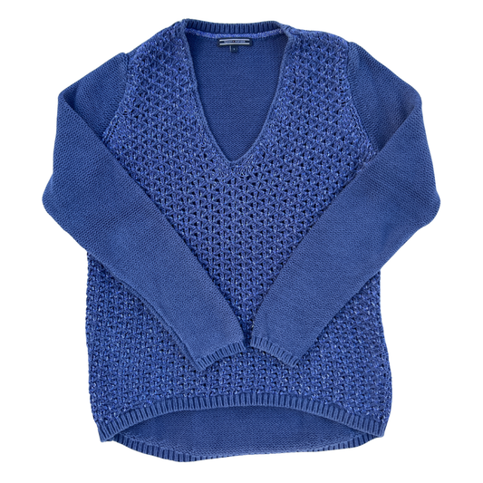 Pull col V Tommy Hilfiger bleu foncé pour femme – Taille S