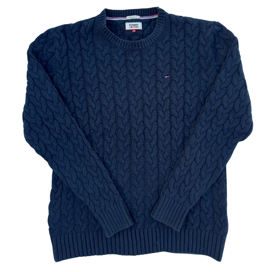 Pull knitwear Tommy Hilfiger bleu foncé pour hommes – Taille M oversize