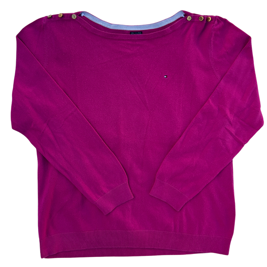 Pull Tommy Hilfiger rose col bateau pour femmes – Taille XXL
