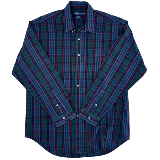 Rare & Vintage - Chemise Ralph Lauren carreaux coupe regular pour hommes - taille L
