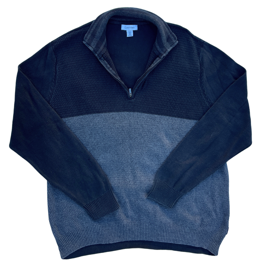 Pull 1/4 zip Calvin Klein noir pour hommes - Taille XL