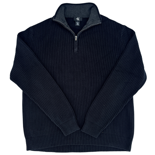 Pull Calvin Klein 1/4 zip noir pour hommes - Taille L