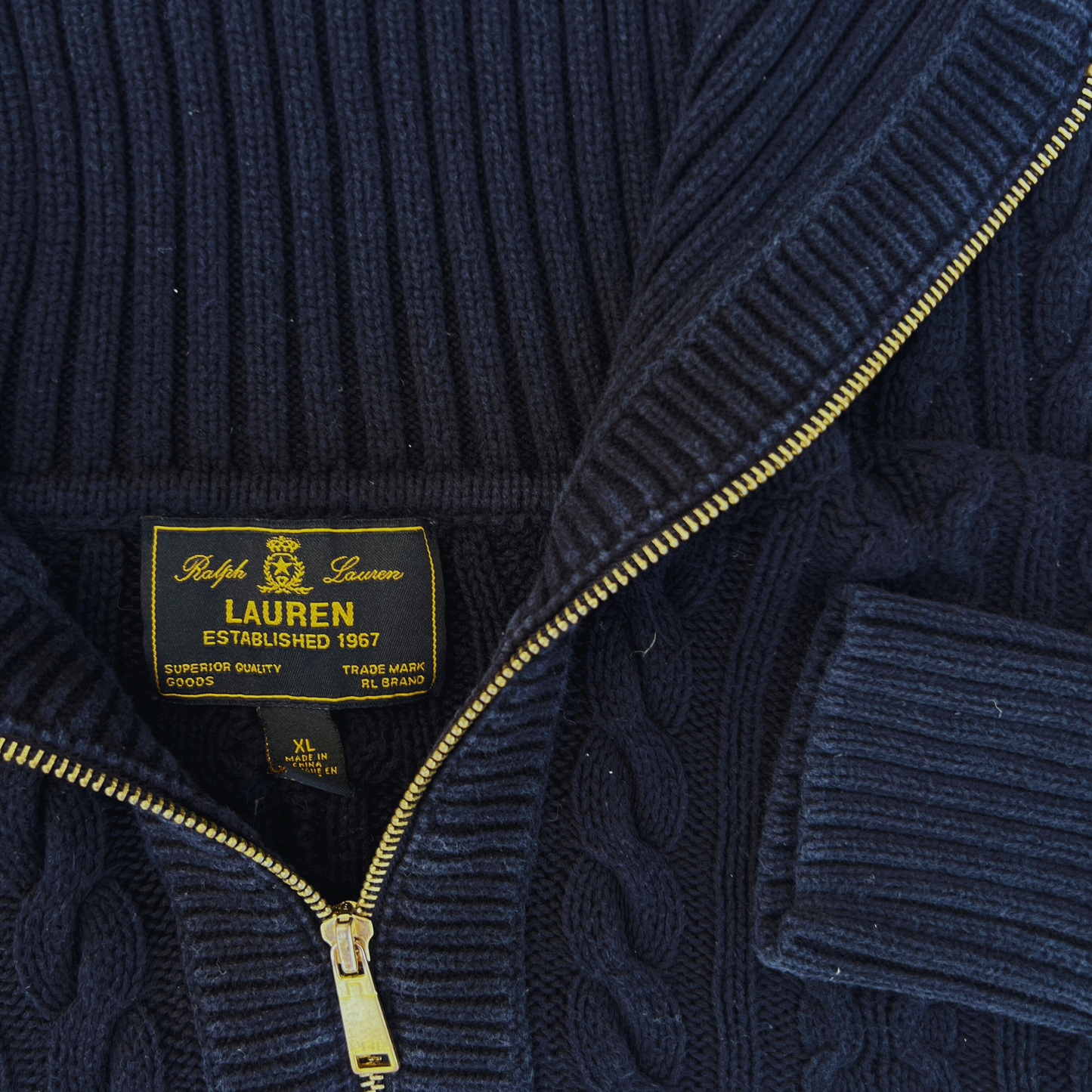 Pull Ralph Lauren knitwear 1/4 zip noir pour femmes - taille L