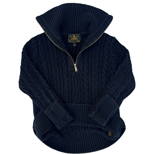 Pull Ralph Lauren knitwear 1/4 zip noir pour femmes - taille L