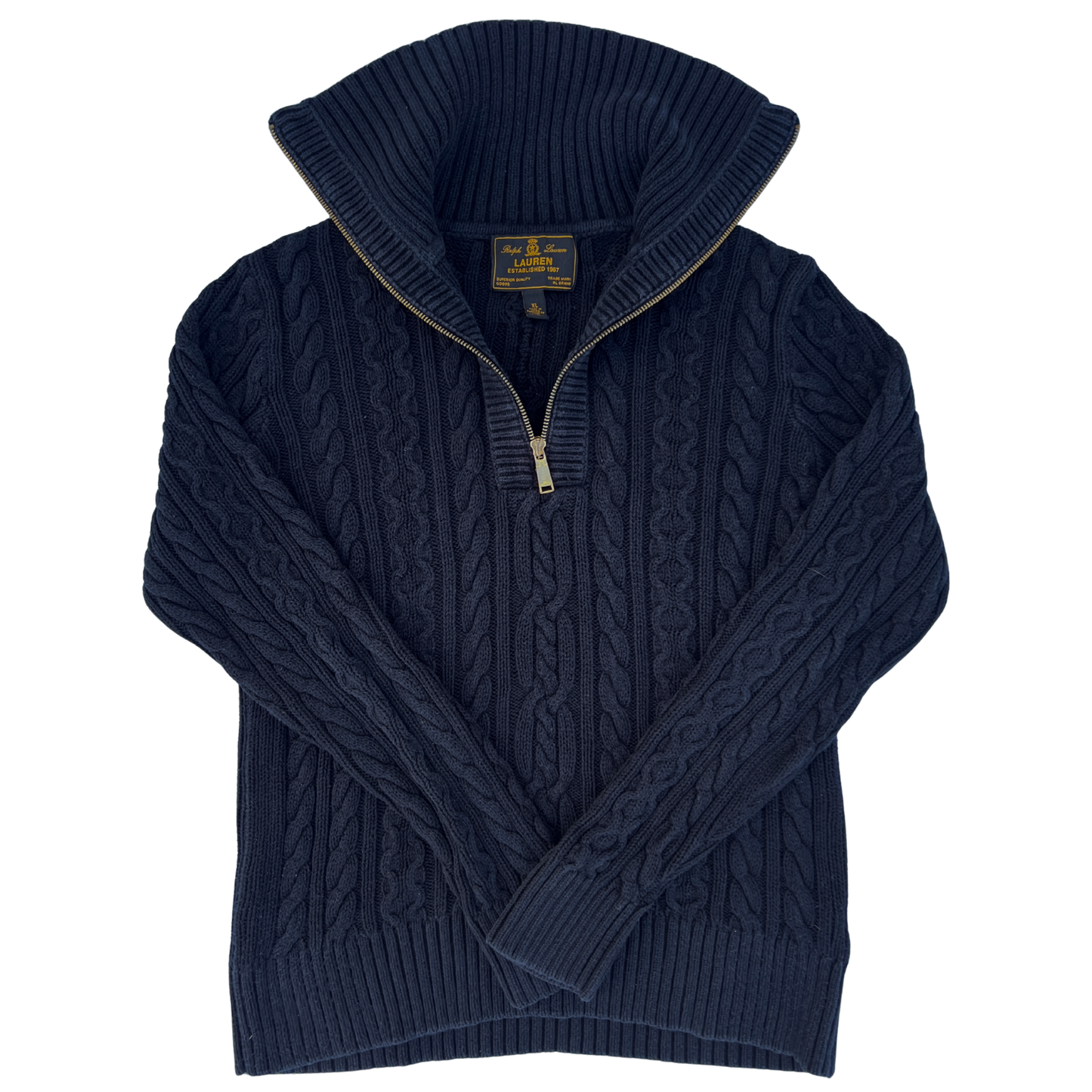 Pull Ralph Lauren knitwear 1/4 zip noir pour femmes - taille L